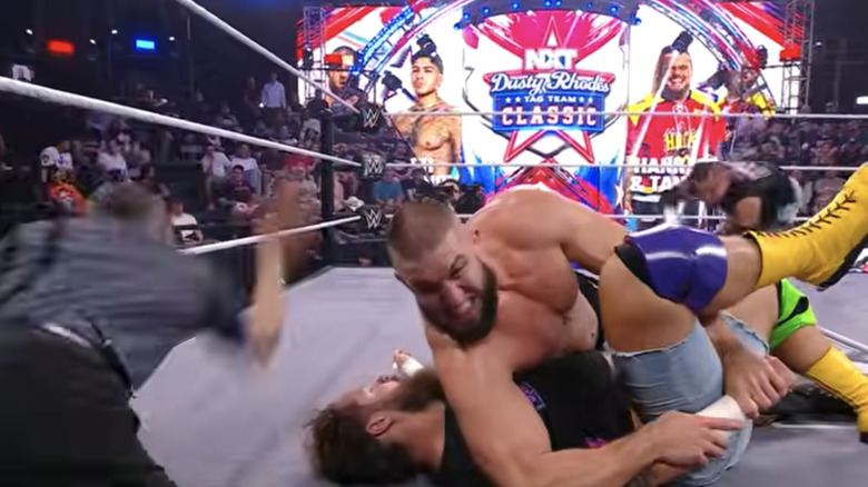 Viktor Zanov attemtps to pin Hank
