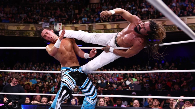 Andrade levels Nick Wayne with a kick
