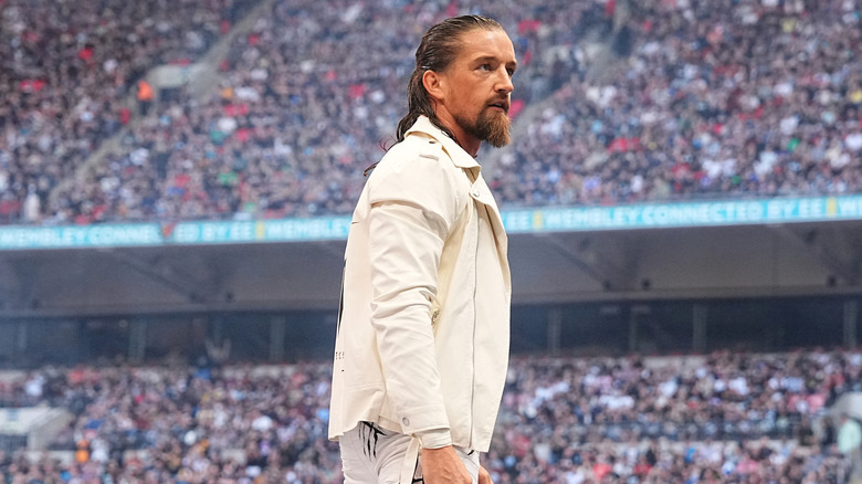 Jay White on the top turnbuckle
