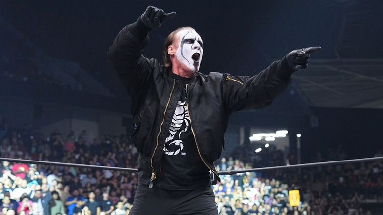 Sting points to the fans