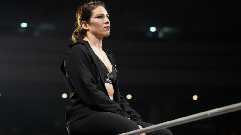 Shafir sitting on the top rope