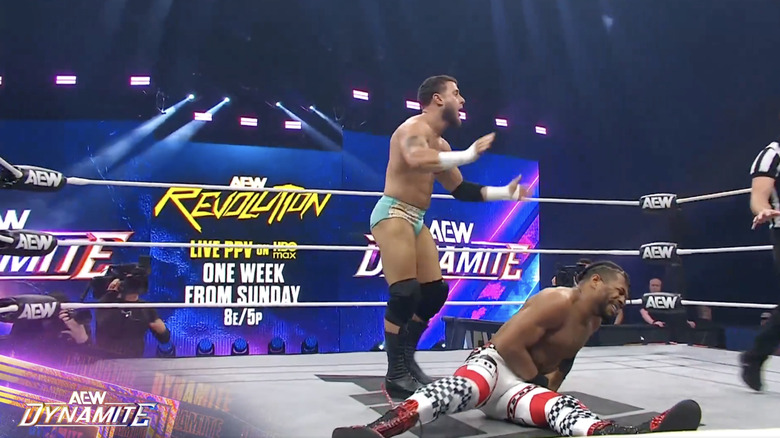 MJF standing over Knight