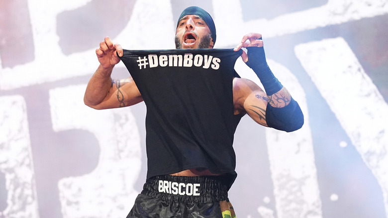 Mark Briscoe showing off his shirt