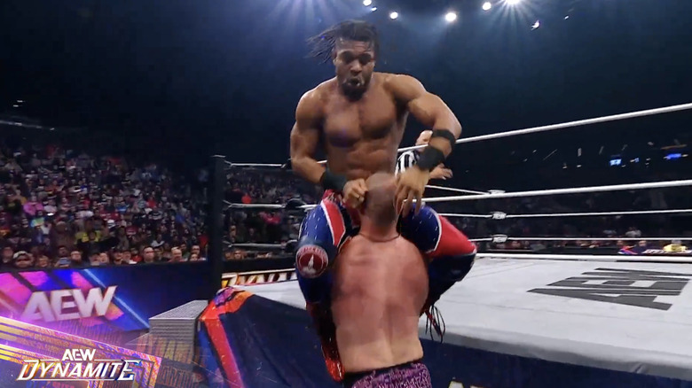 Fletcher getting Knight up for a powerbomb