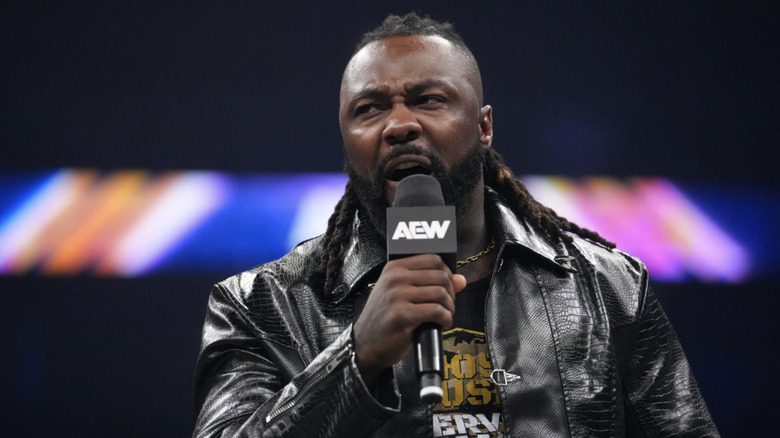 Strickland talking on the microphone