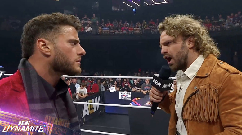 MJF and Page talking to one another in the ring