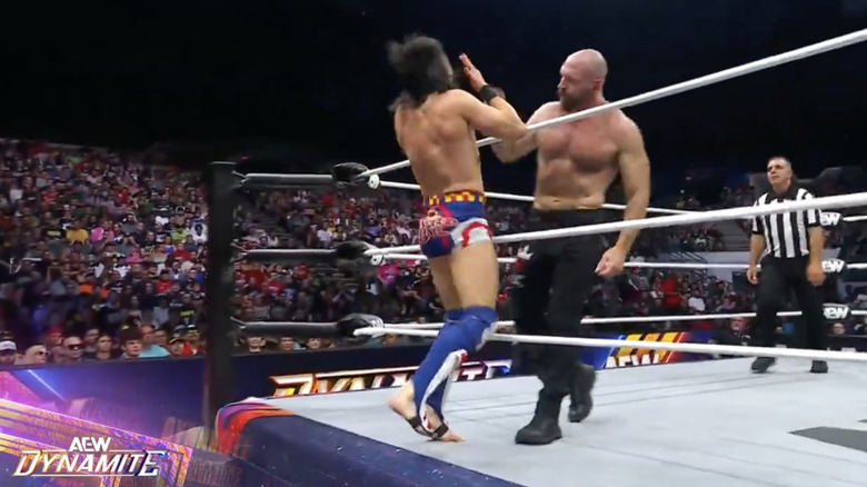 Moxley raking Speedball's eye