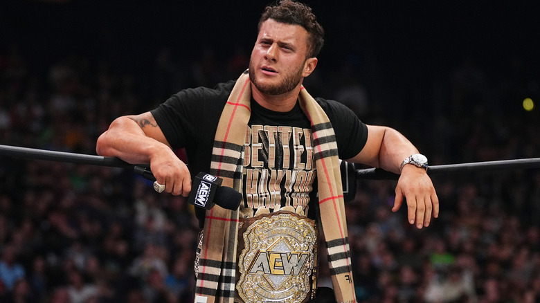 MJF standing with microphone