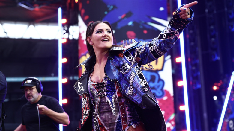 Windsor on the All In entrance ramp on her way to the ring