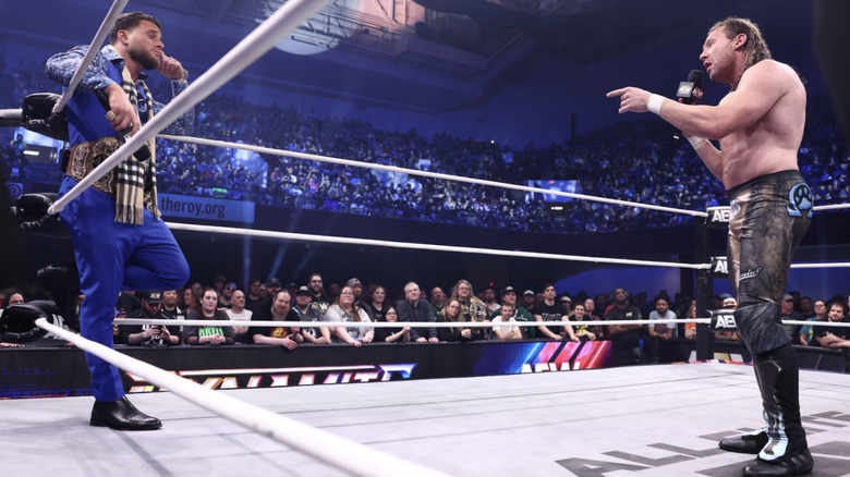 MJF and Omega speaking in the ring