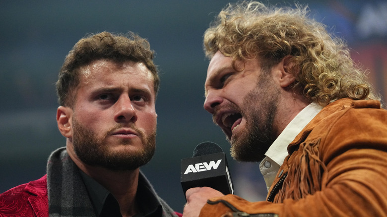 Hangman Adam Page yelling in MJF's face