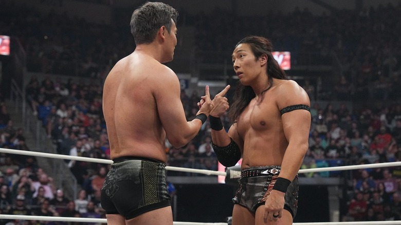 Kazuchika Okada and Konosuke Takeshita at AEW WrestleDream 2025