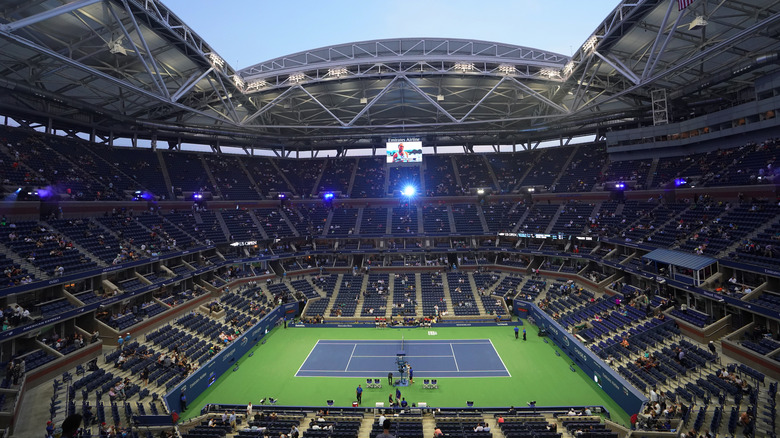 A wide angle shot of Arthur Ashe Stadium