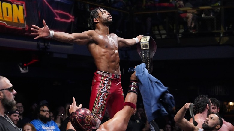 Kevin Knight poses with the TNT title on "AEW Collision"