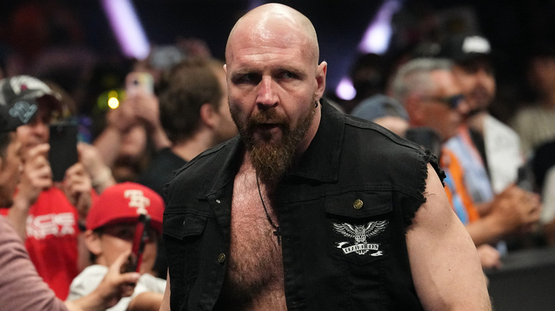AEW World Champion Jon Moxley makes his way to the ring before a steel cage match against Samoa Joe on "AEW Dynamite."