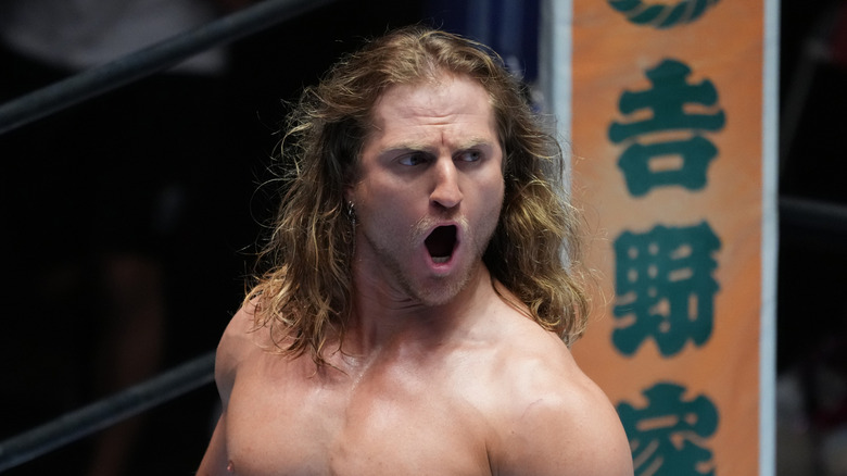Clark Connors yelling in New Japan