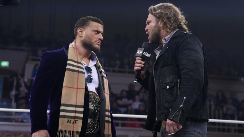 MJF and Page talking in the ring