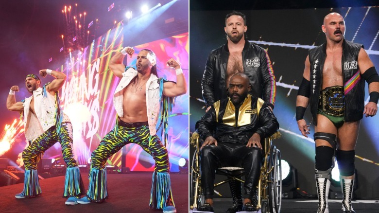The Young Bucks pose & FTR walks with Stokely in a wheelchair
