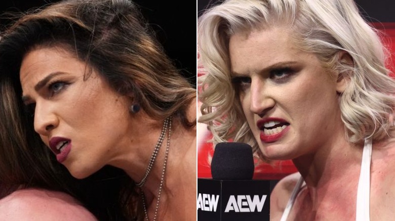 Marina Shafir & Toni Storm with a microphone