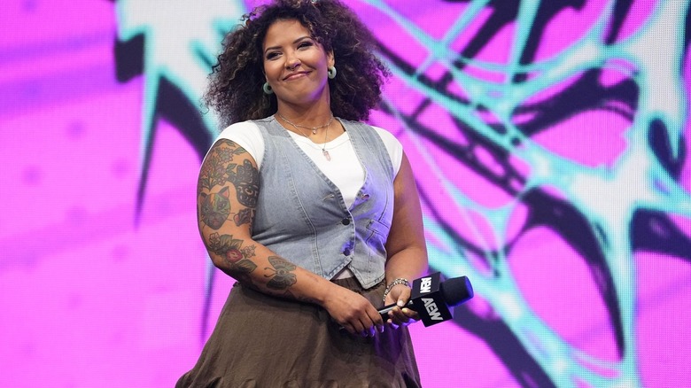 Willow Nightingale with a microphone