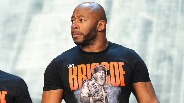 Jay Lethal wearing a Jay Briscoe t-shirt