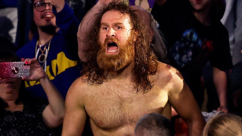 Sami Zayn shouting from the crowd