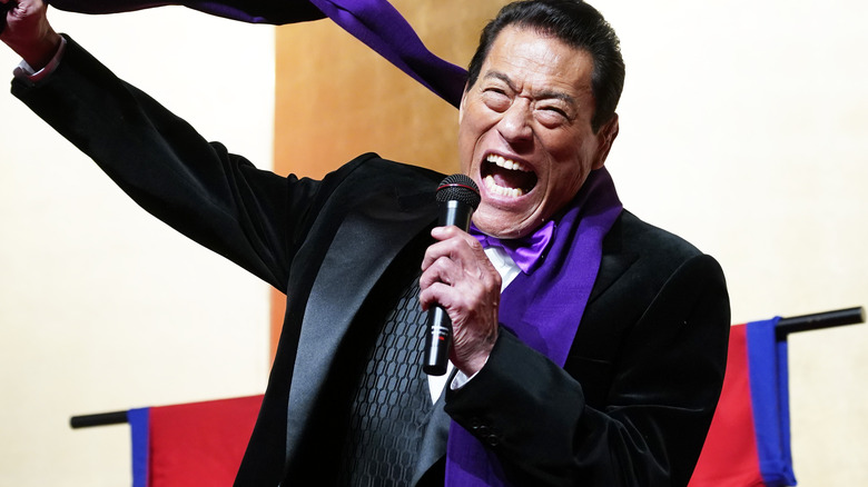 Antonio Inoki with a mic