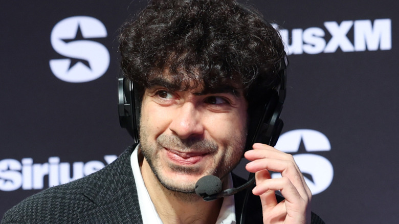 Tony Khan speaking during the Sirius XM Super Bowl LVIII show, February 2024