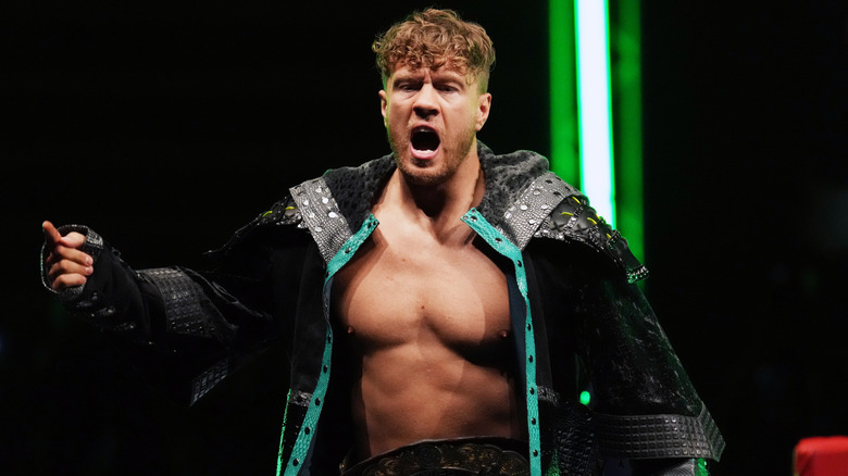Will Ospreay enters the ring during the New Japan Pro-Wrestling - G1 CLIMAX 33 at Ota City General Gymnasium