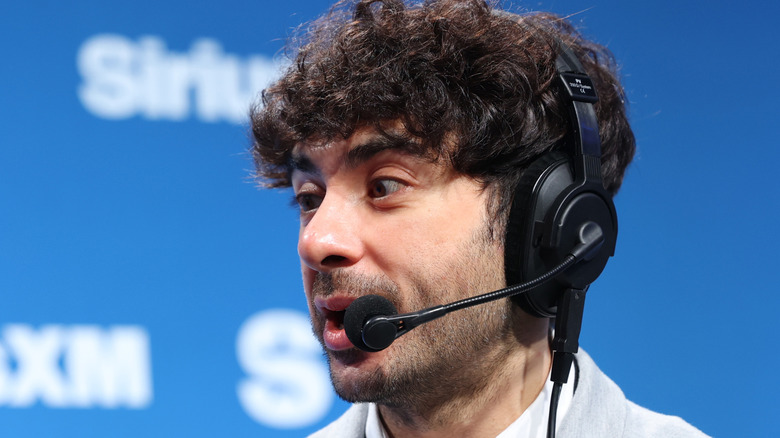 Tony Khan speaks on SiriusXM at Super Bowl LIX on February 06, 2025 in New Orleans, Louisiana.