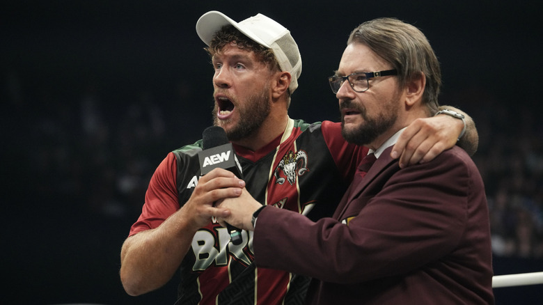 Ospreay and Tony Schiavone inside the ring speaking