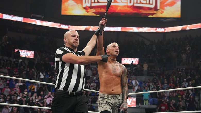 Darby Allin celebrates after his victory