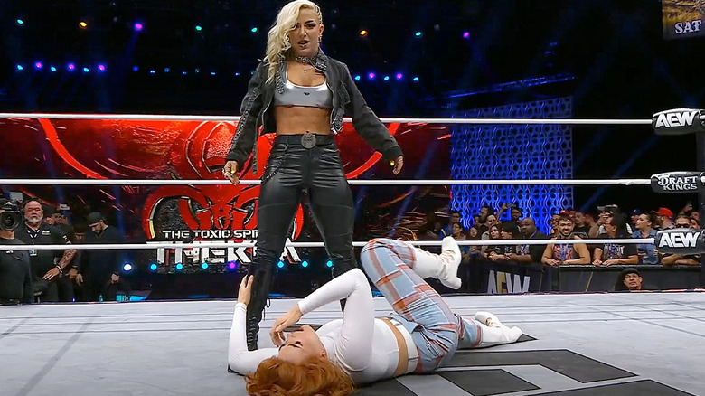 Thekla stands over Jamie Hayter on "AEW Dynamite"
