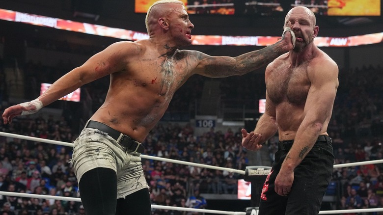 Darby Allin and Jon Moxley at AEW WrestleDream 2025