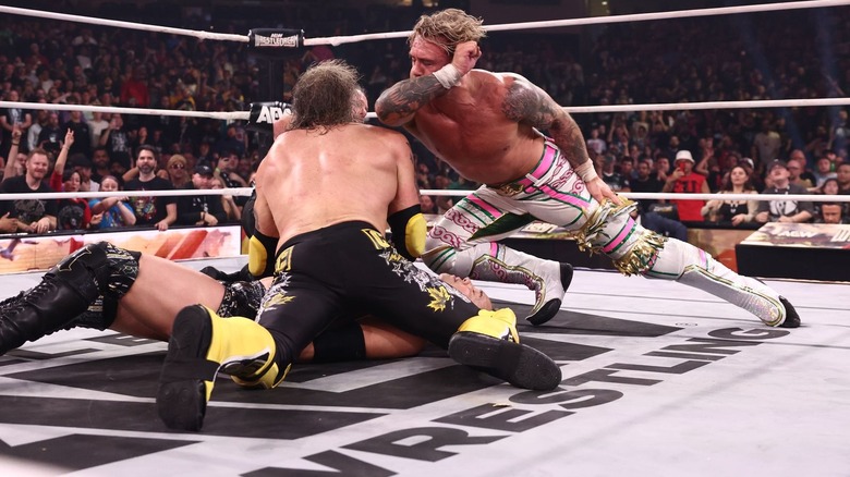 Will Ospreay hits the Hidden Blade on Adam Copeland in the ring at AEW WrestleDream