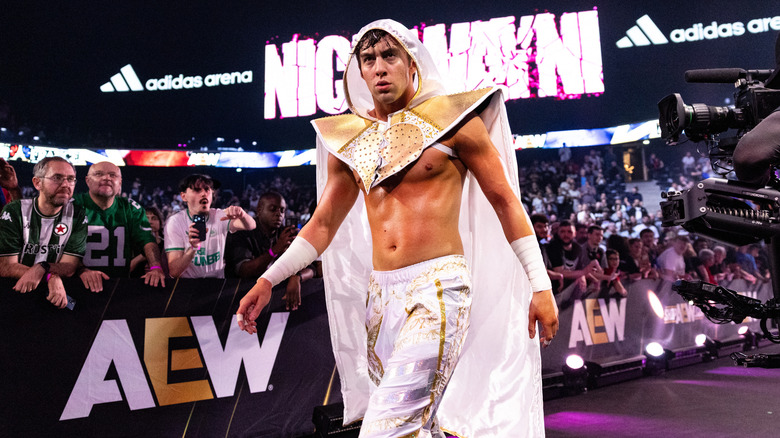 Nick Wayne makes his way down to the ring during the October 10, 2026 "AEW Collision: Grand Slam France" show where he emerged victorious over Chris Jericho.