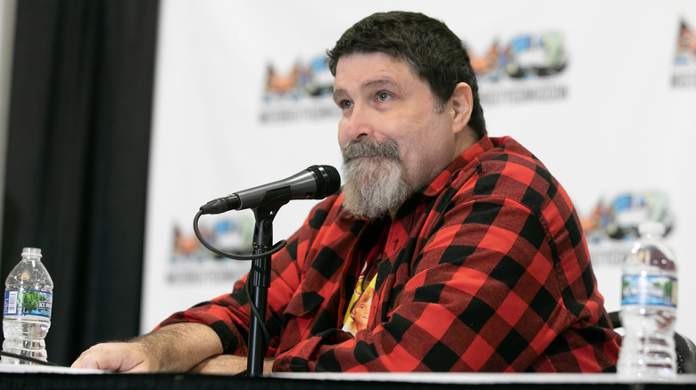 Mick Foley hosts a panel at Motor City Comic Con.