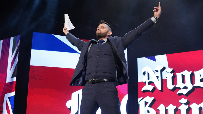 Nigel McGuinness makes his entrance