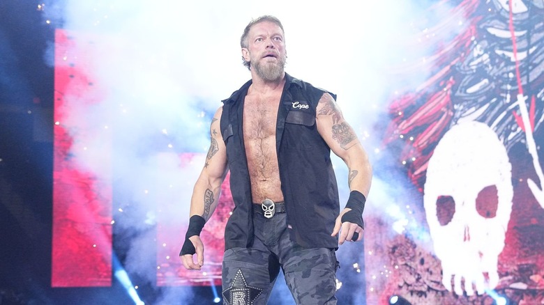 Adam Copeland makes his entrance at AEW Worlds End