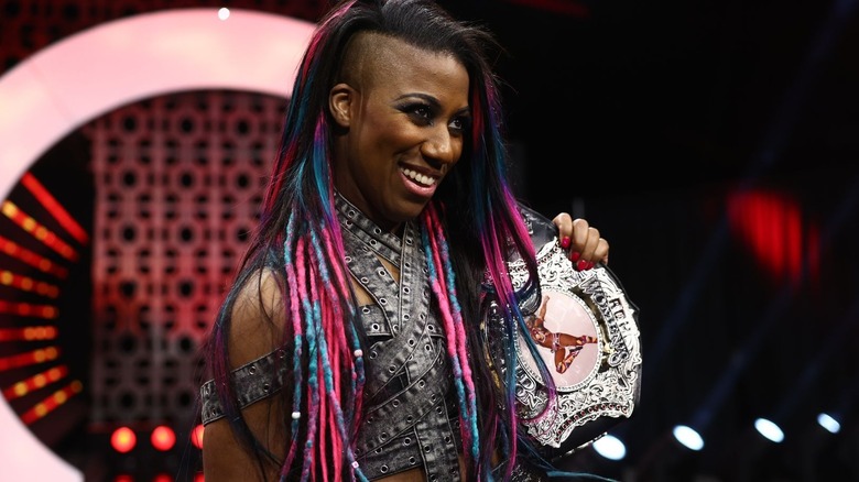 Athena posing with the ROH Women's Championship