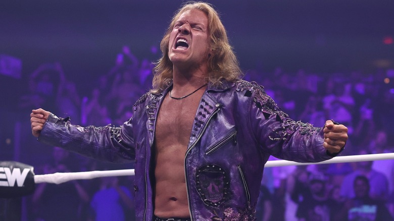 Chris Jericho during his entrance ahead of his match against Kevin Knight on 