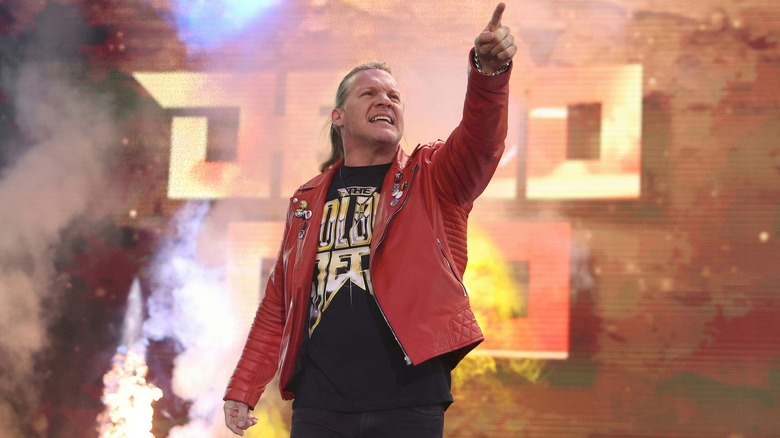 Chris Jericho points to the fans 
