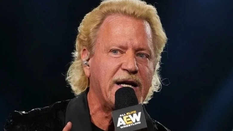 Jeff Jarrett provides commentary during the Zero Hour pre-show ahead of an AEW pay-per-view.