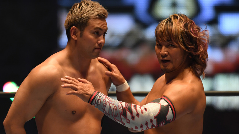Kazuchika Okada and Hiroshi Tanahashi during a match at NJPW G1 CLimax 29, 2019.
