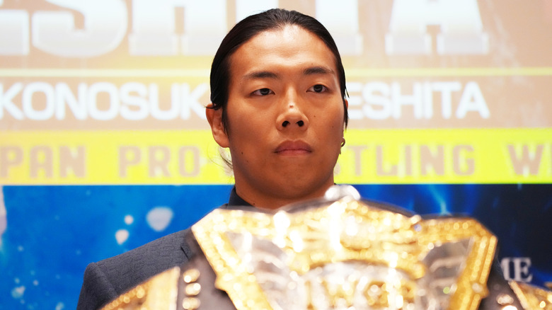 Konosuke Takeshita at Wrestle Kingdom conference
