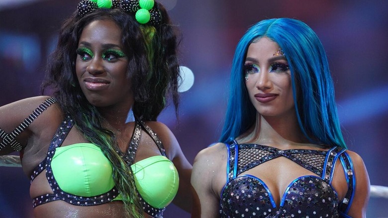 Naomi and Mercedes Mone (Sasha Banks) during their run as the WWE Women's Tag Team Champions.