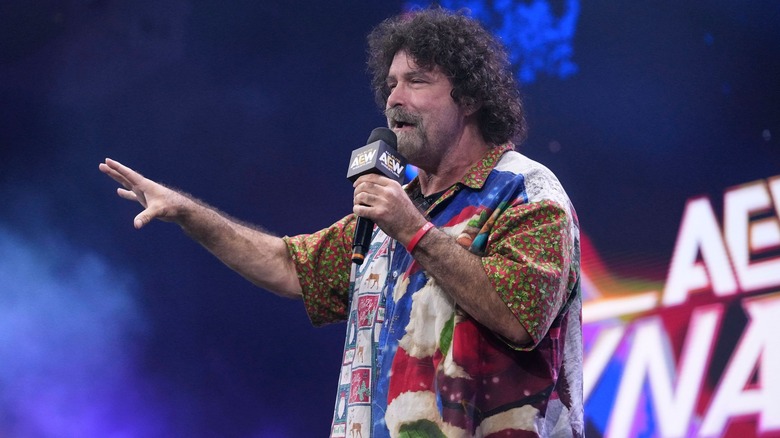 Mick Foley talking in AEW