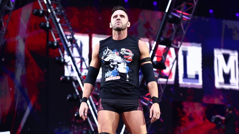 Nigel McGuinness makes his entrance at All In