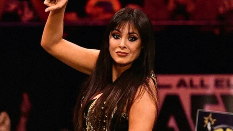 Rebel doing Brit Baker's taunt in AEW
