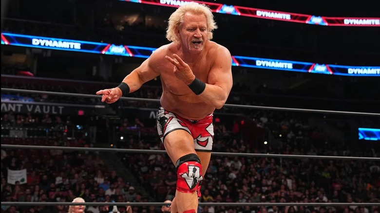 Jeff Jarrett doing his signature strut during a match on "AEW Dynamite"